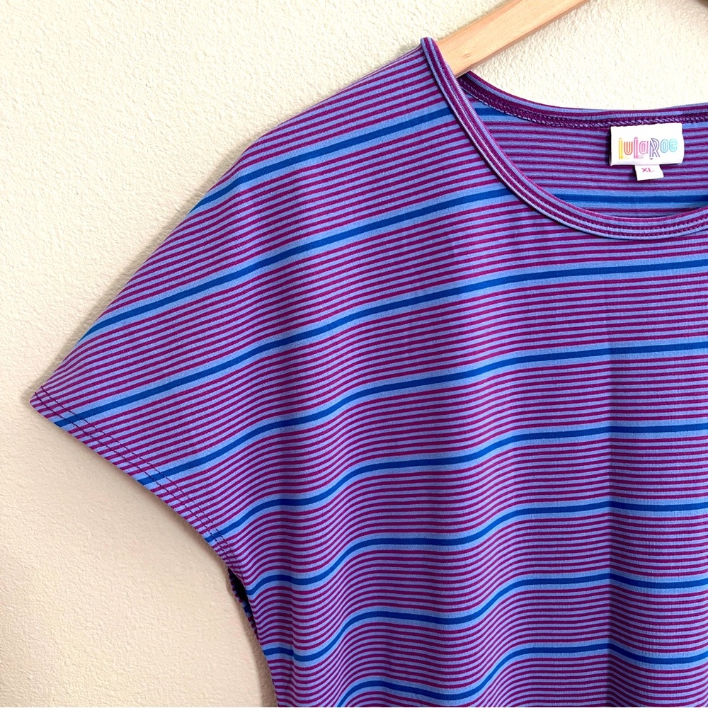 LulaRoe Maria Maxi Dress, Purple Stripes, Size XL, NWT